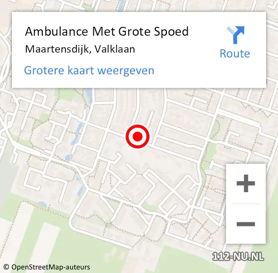 Locatie op kaart van de 112 melding: Ambulance Met Grote Spoed Naar Maartensdijk, Valklaan op 12 oktober 2016 11:48