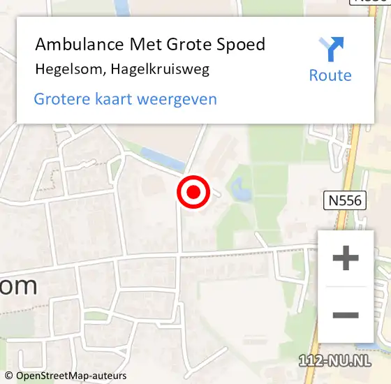Locatie op kaart van de 112 melding: Ambulance Met Grote Spoed Naar Hegelsom, Hagelkruisweg op 12 oktober 2016 12:42