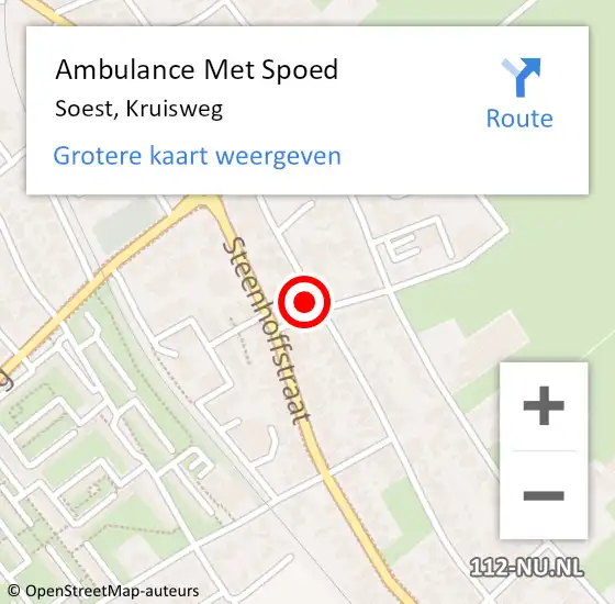 Locatie op kaart van de 112 melding: Ambulance Met Spoed Naar Soest, Kruisweg op 12 oktober 2016 13:16