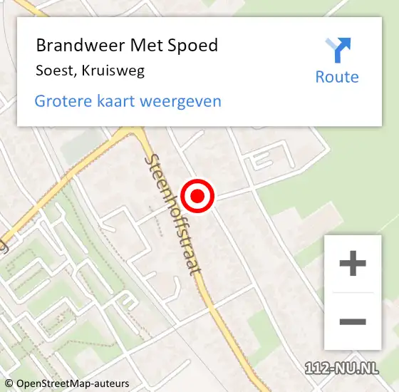 Locatie op kaart van de 112 melding: Brandweer Met Spoed Naar Soest, Kruisweg op 12 oktober 2016 13:44
