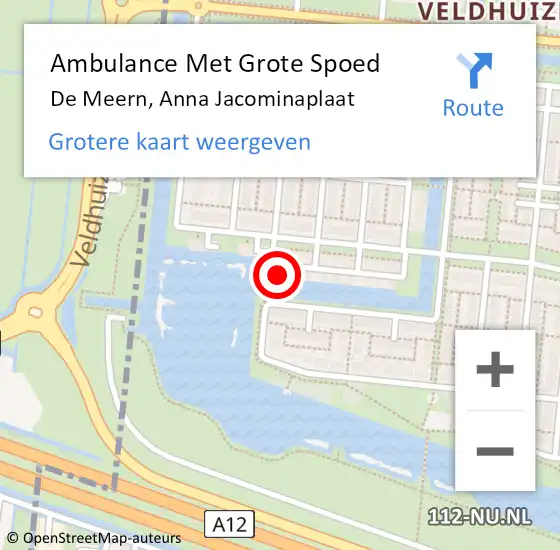 Locatie op kaart van de 112 melding: Ambulance Met Grote Spoed Naar De Meern, Anna Jacominaplaat op 12 oktober 2016 14:02