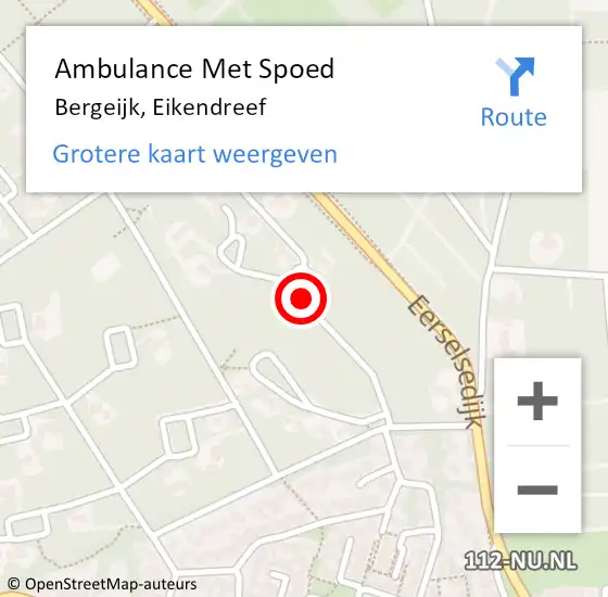 Locatie op kaart van de 112 melding: Ambulance Met Spoed Naar Bergeijk, Eikendreef op 12 oktober 2016 14:11