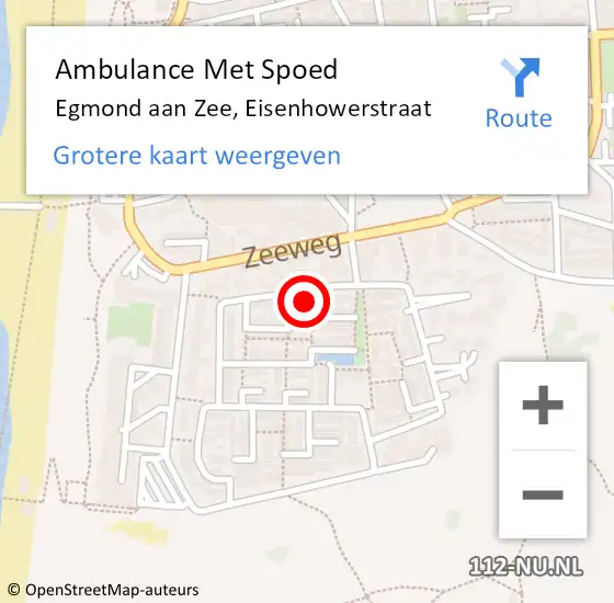 Locatie op kaart van de 112 melding: Ambulance Met Spoed Naar Egmond aan Zee, Eisenhowerstraat op 12 oktober 2016 14:29