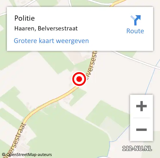 Locatie op kaart van de 112 melding: Politie Haaren, Belversestraat op 12 oktober 2016 15:51