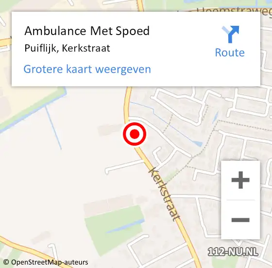 Locatie op kaart van de 112 melding: Ambulance Met Spoed Naar Puiflijk, Kerkstraat op 12 oktober 2016 16:19