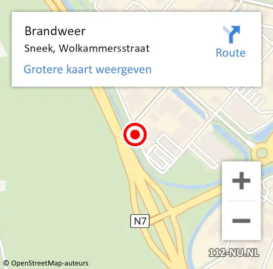 Locatie op kaart van de 112 melding: Brandweer Sneek, Wolkammersstraat op 30 december 2013 12:35