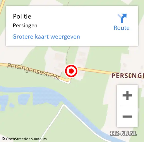 Locatie op kaart van de 112 melding: Politie Persingen op 12 oktober 2016 16:49