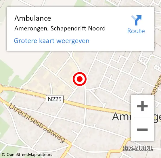 Locatie op kaart van de 112 melding: Ambulance Amerongen, Schapendrift Noord op 12 oktober 2016 17:48