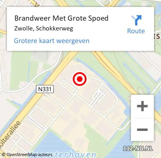 Locatie op kaart van de 112 melding: Brandweer Met Grote Spoed Naar Zwolle, Schokkerweg op 12 oktober 2016 18:10