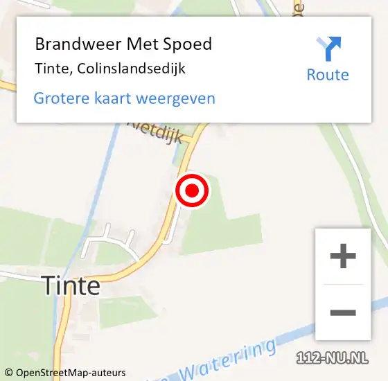 Locatie op kaart van de 112 melding: Brandweer Met Spoed Naar Tinte, Colinslandsedijk op 12 oktober 2016 18:45