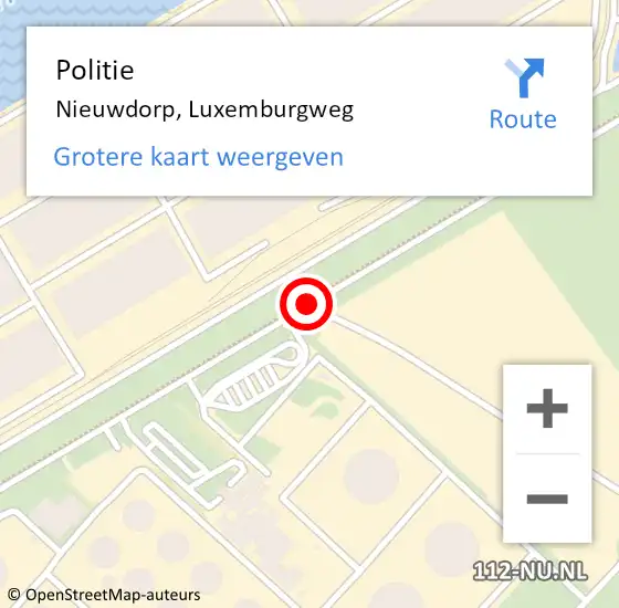 Locatie op kaart van de 112 melding: Politie Nieuwdorp, Luxemburgweg op 12 oktober 2016 19:11