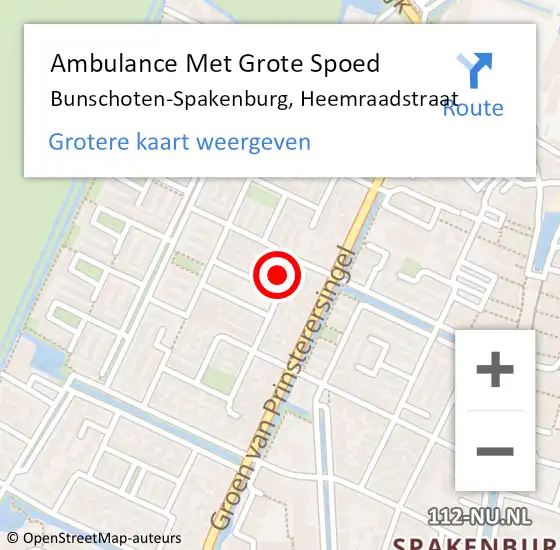 Locatie op kaart van de 112 melding: Ambulance Met Grote Spoed Naar Bunschoten-Spakenburg, Heemraadstraat op 12 oktober 2016 19:24