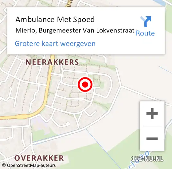 Locatie op kaart van de 112 melding: Ambulance Met Spoed Naar Mierlo, Burgemeester Van Lokvenstraat op 12 oktober 2016 19:55