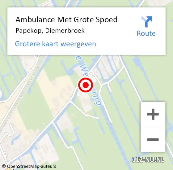 Locatie op kaart van de 112 melding: Ambulance Met Grote Spoed Naar Papekop, Diemerbroek op 12 oktober 2016 20:01