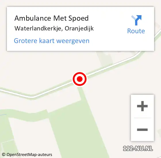 Locatie op kaart van de 112 melding: Ambulance Met Spoed Naar Waterlandkerkje, Oranjedijk op 12 oktober 2016 20:23