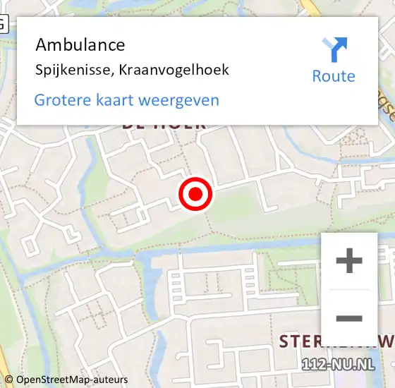 Locatie op kaart van de 112 melding: Ambulance Spijkenisse, Kraanvogelhoek op 12 oktober 2016 20:33