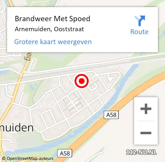 Locatie op kaart van de 112 melding: Brandweer Met Spoed Naar Arnemuiden, Ooststraat op 12 oktober 2016 21:09