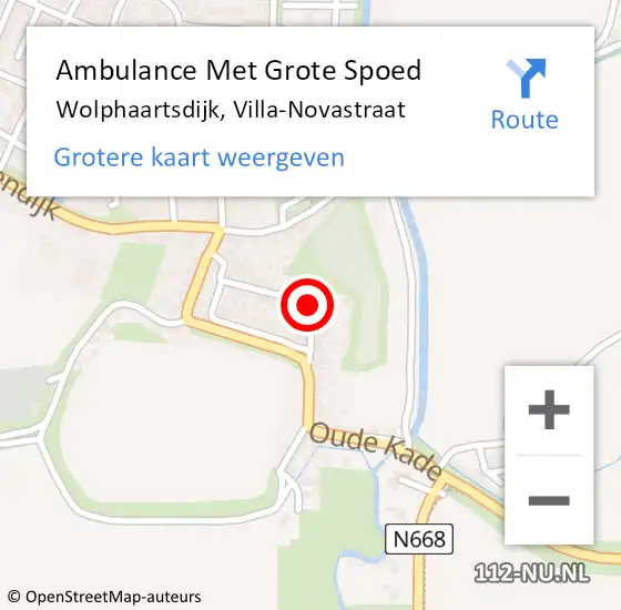 Locatie op kaart van de 112 melding: Ambulance Met Grote Spoed Naar Wolphaartsdijk, Villa-Novastraat op 12 oktober 2016 21:25