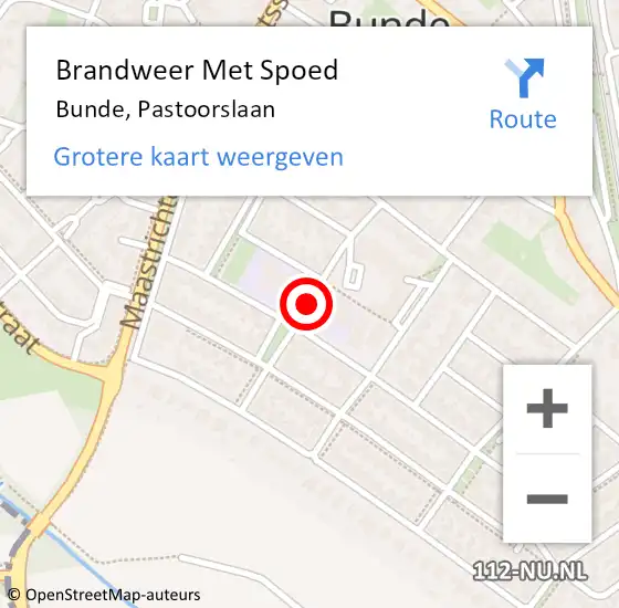 Locatie op kaart van de 112 melding: Brandweer Met Spoed Naar Bunde, Pastoorslaan op 12 oktober 2016 21:28