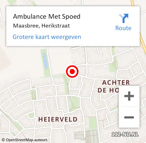 Locatie op kaart van de 112 melding: Ambulance Met Spoed Naar Maasbree, Herikstraat op 30 december 2013 12:58