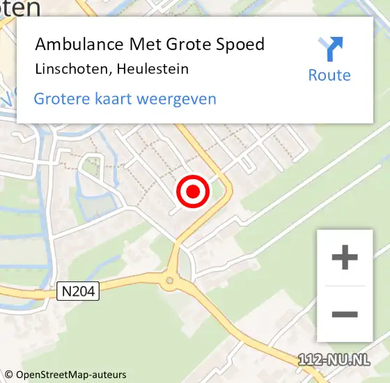 Locatie op kaart van de 112 melding: Ambulance Met Grote Spoed Naar Linschoten, Heulestein op 12 oktober 2016 22:19