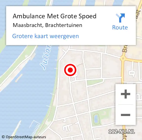 Locatie op kaart van de 112 melding: Ambulance Met Grote Spoed Naar Maasbracht, Brachtertuinen op 12 oktober 2016 23:49