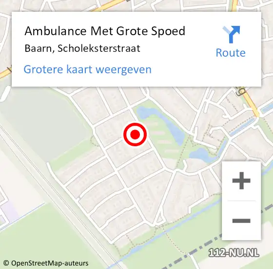 Locatie op kaart van de 112 melding: Ambulance Met Grote Spoed Naar Baarn, Scholeksterstraat op 13 oktober 2016 01:01