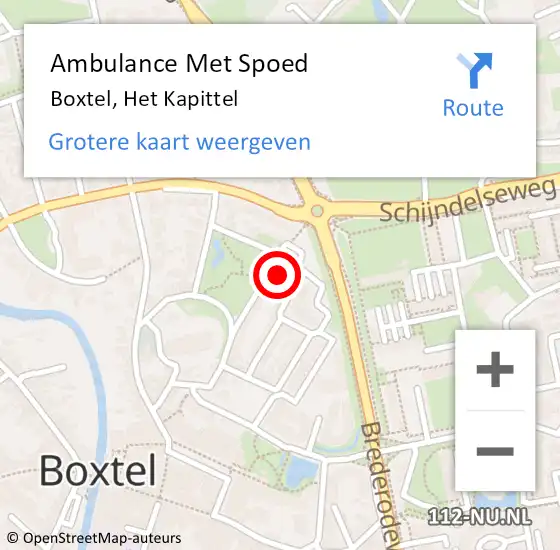 Locatie op kaart van de 112 melding: Ambulance Met Spoed Naar Boxtel, Het Kapittel op 13 oktober 2016 02:43