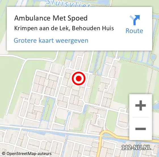 Locatie op kaart van de 112 melding: Ambulance Met Spoed Naar Krimpen aan de Lek, Behouden Huis op 13 oktober 2016 03:56