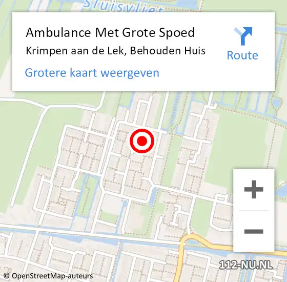 Locatie op kaart van de 112 melding: Ambulance Met Grote Spoed Naar Krimpen aan de Lek, Behouden Huis op 13 oktober 2016 03:59