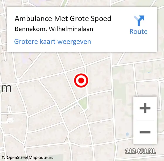 Locatie op kaart van de 112 melding: Ambulance Met Grote Spoed Naar Bennekom, Wilhelminalaan op 13 oktober 2016 04:41