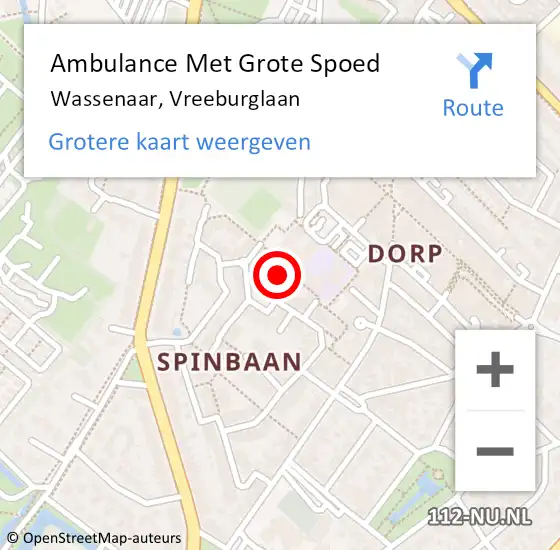 Locatie op kaart van de 112 melding: Ambulance Met Grote Spoed Naar Wassenaar, Vreeburglaan op 13 oktober 2016 04:44