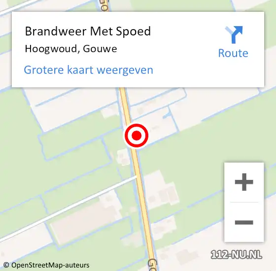 Locatie op kaart van de 112 melding: Brandweer Met Spoed Naar Hoogwoud, Gouwe op 13 oktober 2016 05:23