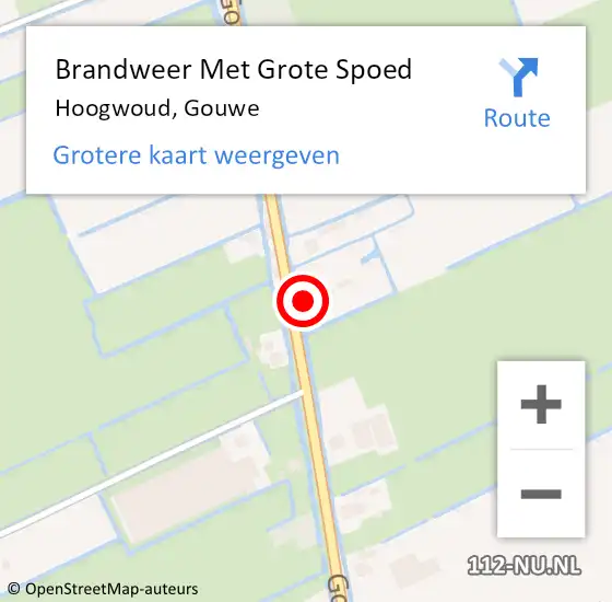 Locatie op kaart van de 112 melding: Brandweer Met Grote Spoed Naar Hoogwoud, Gouwe op 13 oktober 2016 05:30