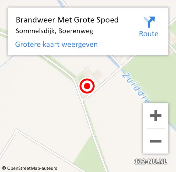 Locatie op kaart van de 112 melding: Brandweer Met Grote Spoed Naar Sommelsdijk, Boerenweg op 13 oktober 2016 05:45