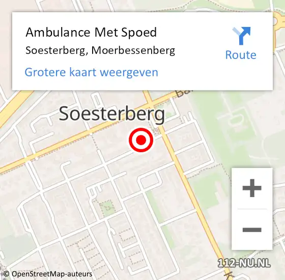 Locatie op kaart van de 112 melding: Ambulance Met Spoed Naar Soesterberg, Moerbessenberg op 13 oktober 2016 05:47