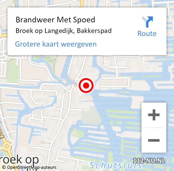 Locatie op kaart van de 112 melding: Brandweer Met Spoed Naar Broek op Langedijk, Bakkerspad op 13 oktober 2016 05:47