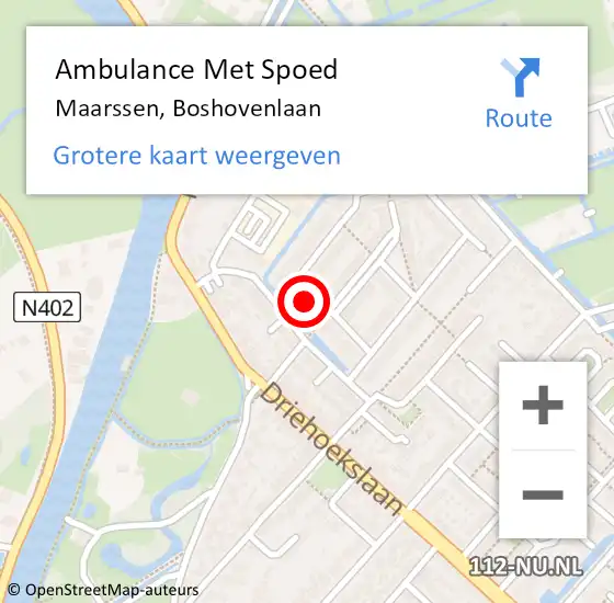 Locatie op kaart van de 112 melding: Ambulance Met Spoed Naar Maarssen, Boshovenlaan op 13 oktober 2016 08:08