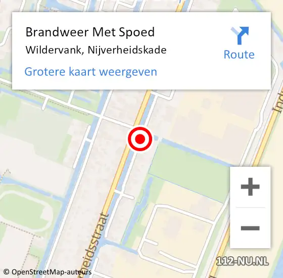 Locatie op kaart van de 112 melding: Brandweer Met Spoed Naar Wildervank, Nijverheidskade op 13 oktober 2016 08:29