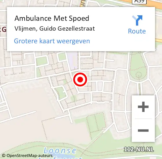 Locatie op kaart van de 112 melding: Ambulance Met Spoed Naar Vlijmen, Guido Gezellestraat op 13 oktober 2016 09:34