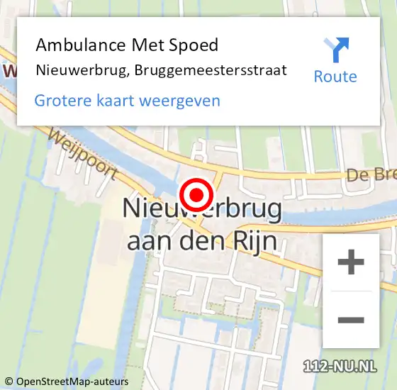 Locatie op kaart van de 112 melding: Ambulance Met Spoed Naar Nieuwerbrug, Bruggemeestersstraat op 13 oktober 2016 10:39