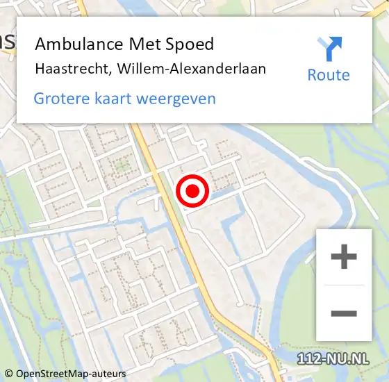 Locatie op kaart van de 112 melding: Ambulance Met Spoed Naar Haastrecht, Willem-Alexanderlaan op 13 oktober 2016 11:20