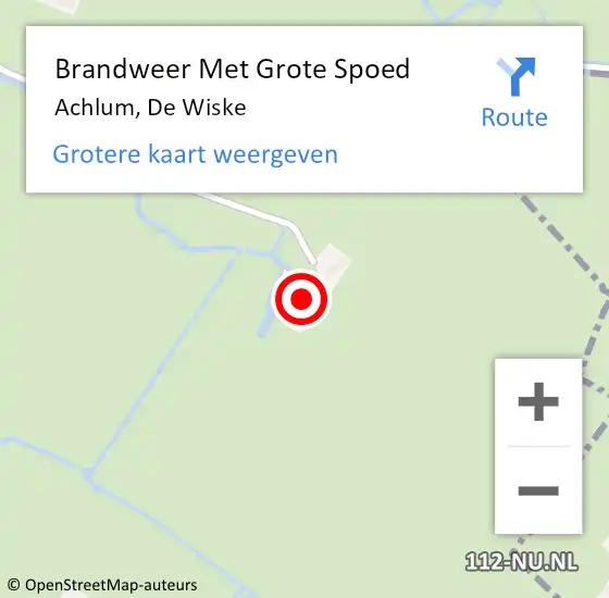 Locatie op kaart van de 112 melding: Brandweer Met Grote Spoed Naar Achlum, De Wiske op 13 oktober 2016 12:22