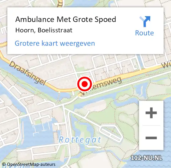 Locatie op kaart van de 112 melding: Ambulance Met Grote Spoed Naar Hoorn, Boelisstraat op 30 december 2013 13:41