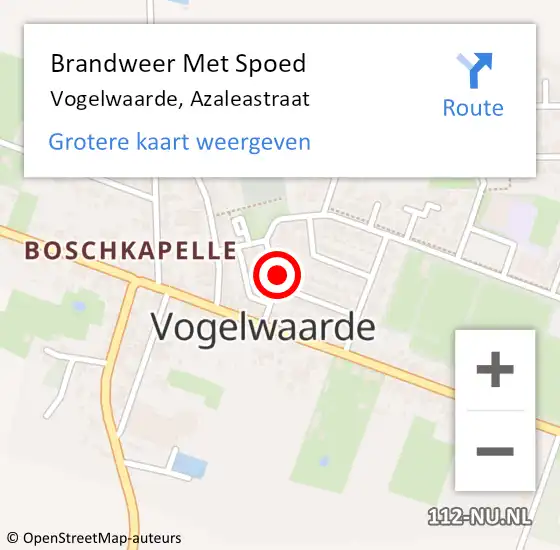 Locatie op kaart van de 112 melding: Brandweer Met Spoed Naar Vogelwaarde, Azaleastraat op 17 september 2013 16:33