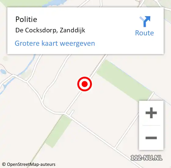 Locatie op kaart van de 112 melding: Politie De Cocksdorp, Zanddijk op 13 oktober 2016 12:43