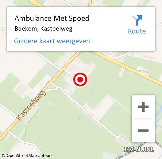 Locatie op kaart van de 112 melding: Ambulance Met Spoed Naar Baexem, Kasteelweg op 30 december 2013 13:44