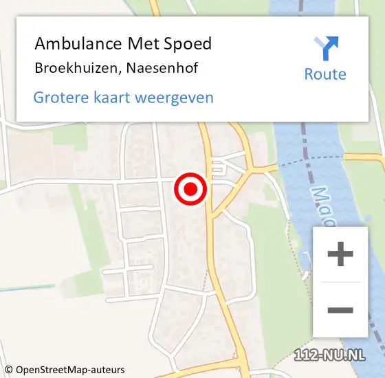 Locatie op kaart van de 112 melding: Ambulance Met Spoed Naar Broekhuizen, Naesenhof op 13 oktober 2016 12:54