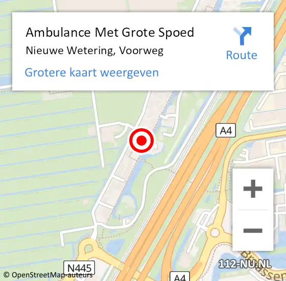 Locatie op kaart van de 112 melding: Ambulance Met Grote Spoed Naar Nieuwe Wetering, Voorweg op 13 oktober 2016 13:01