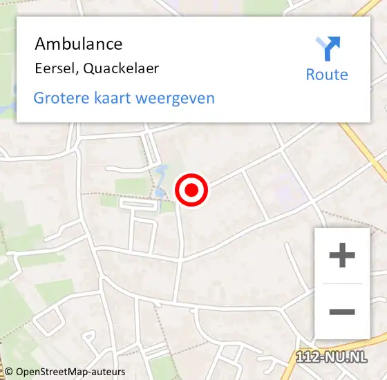 Locatie op kaart van de 112 melding: Ambulance Eersel, Quackelaer op 13 oktober 2016 13:03